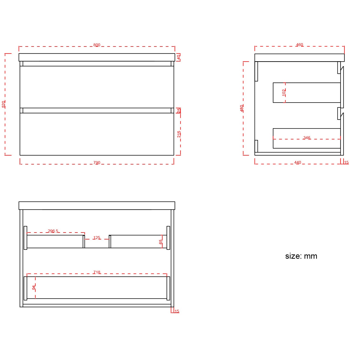 Badmöbel-Set AVALON 80 cm - Mit Schwarzem Hochschrank - Matt Schwarz