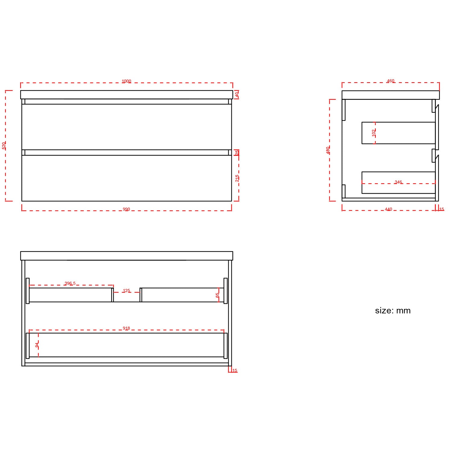 Badmöbel-Set AVALON 100 cm - Mit Schwarzem Hochschrank - Matt Schwarz