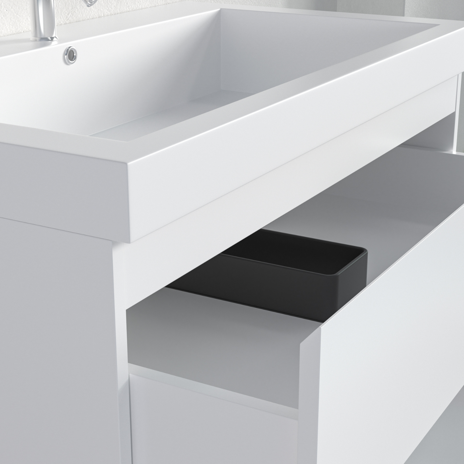 Badmöbel-Set AVALON 80 cm - Mit Hochschrank - Glänzend Weiß