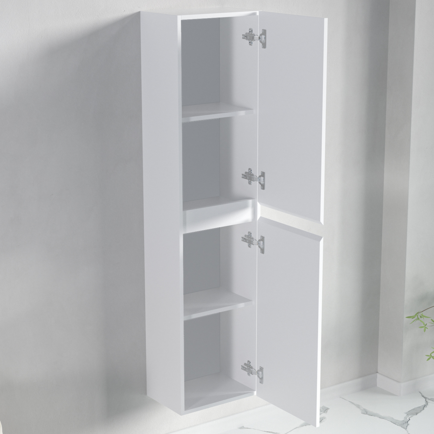 Badmöbel-Set AVALON 80 cm - Mit Hochschrank - Glänzend Weiß