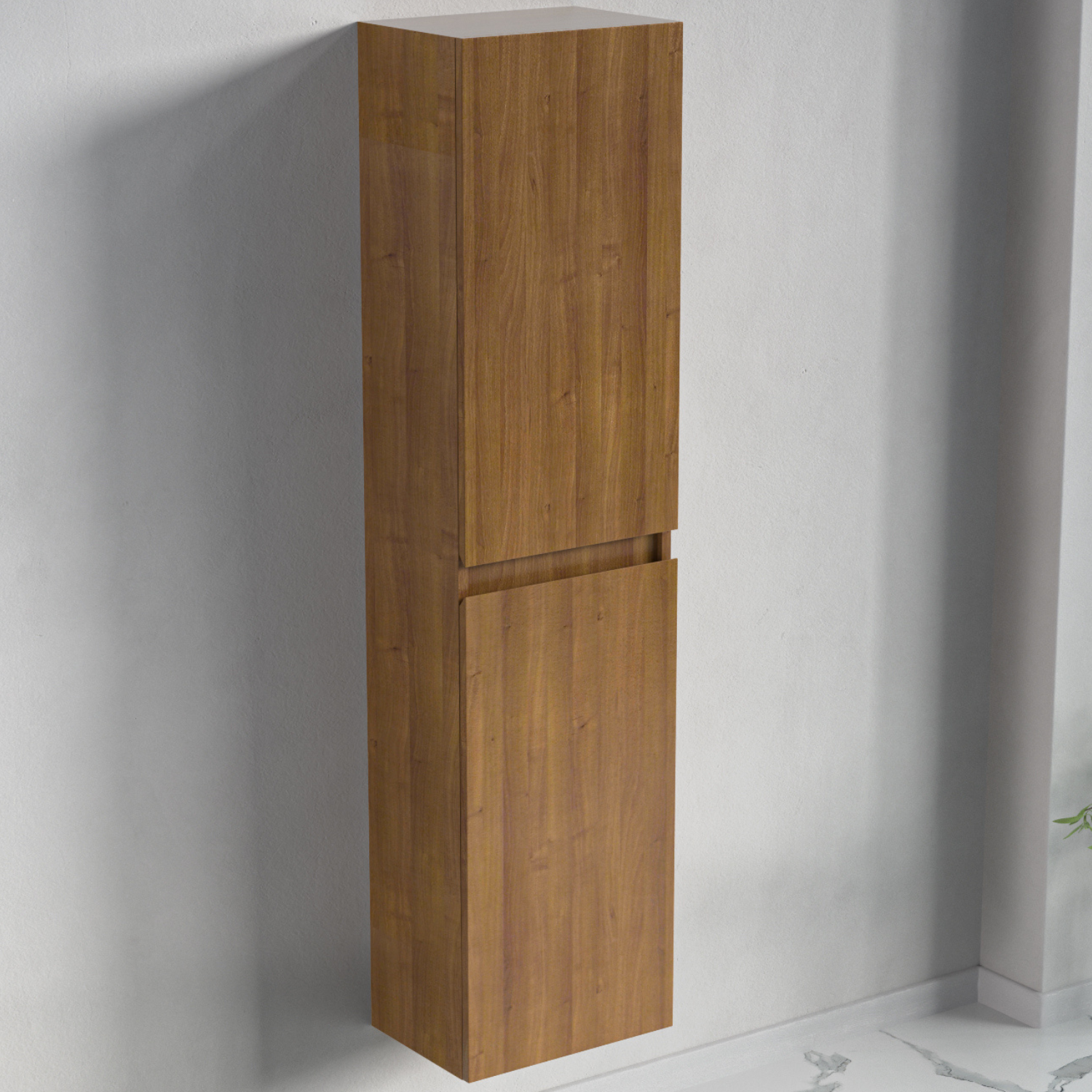 Badmöbel-Set AVALON 60 cm - Mit Hochschrank - Warmes Eichenholz - Waschbecken Weiß