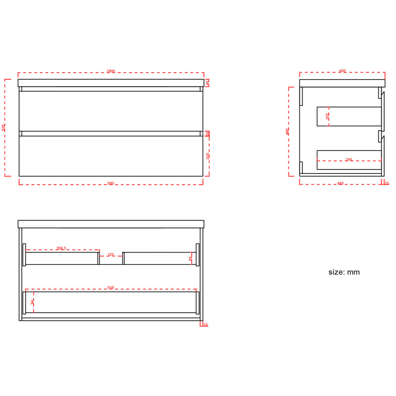 Badmöbel-Set AVALON 100 cm - Mit Hochschrank - Warmes Eichenholz