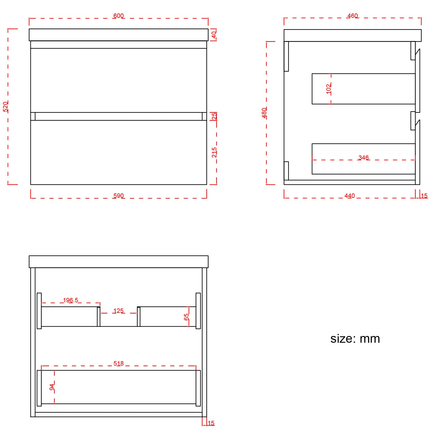 Badmöbel-Set AVALON 60 cm - Mit Hochschrank - Schwarzes Eichenholz - Waschbecken Schwarz