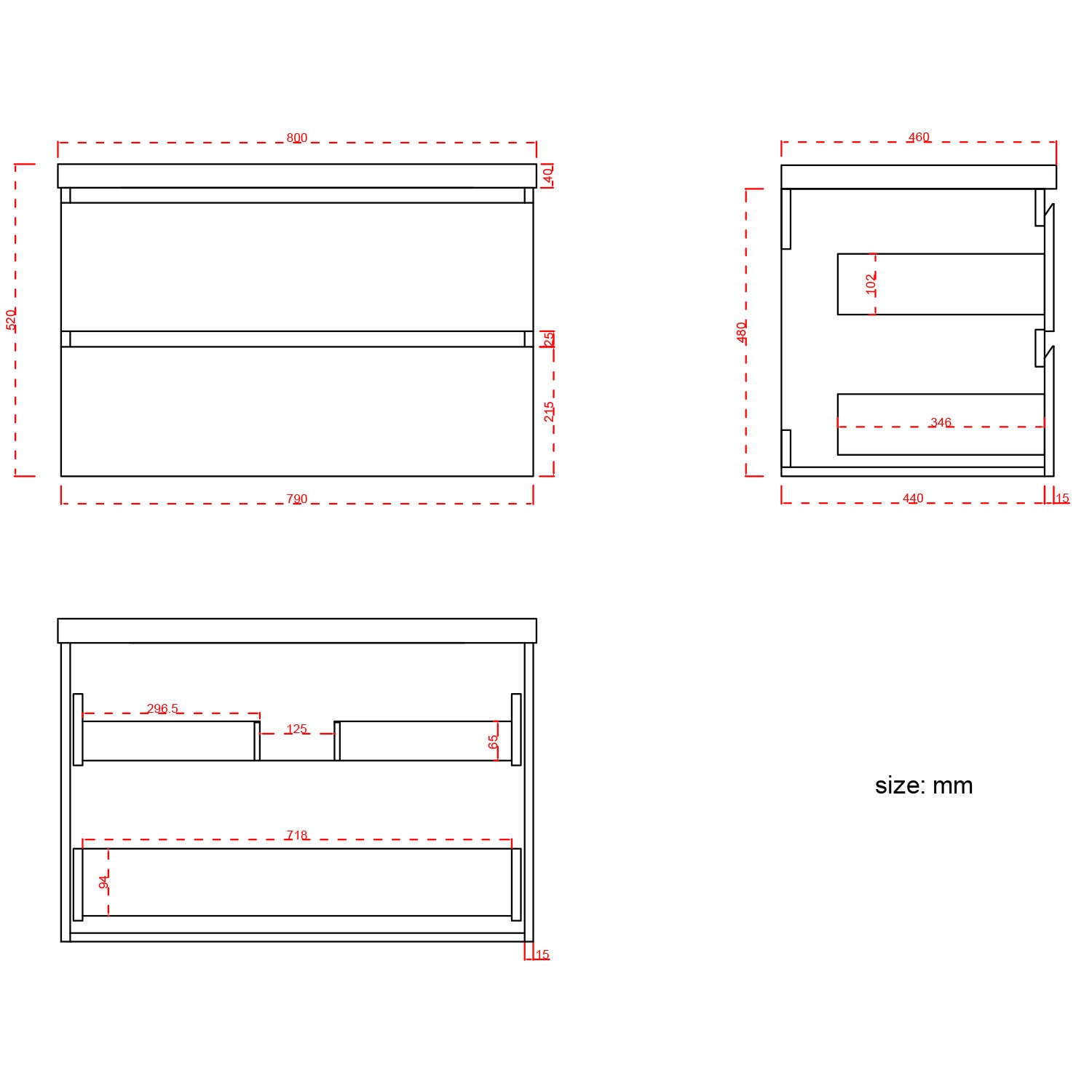 Badmöbel-Set AVALON 80 cm - Mit Hochschrank - Schwarzes Eichenholz - Waschbecken Schwarz